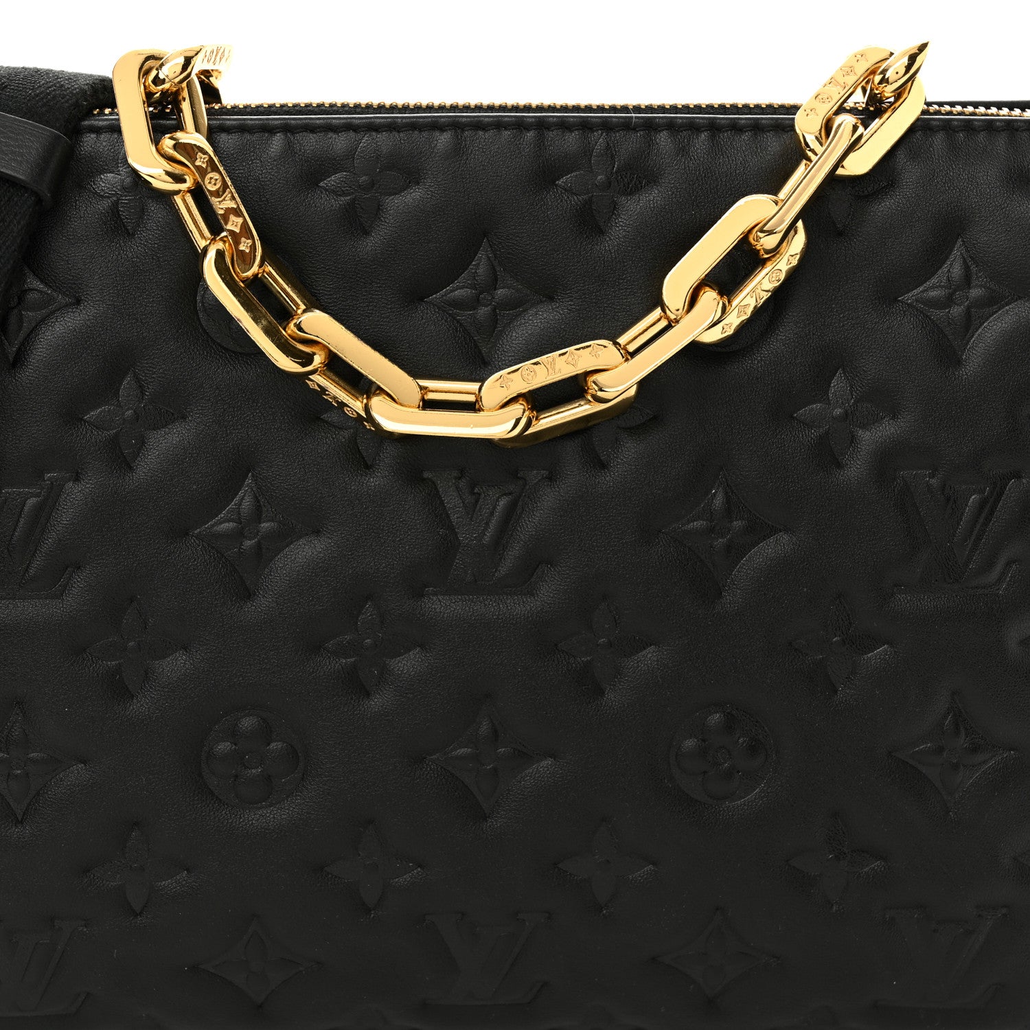 Louis Vuitton Lambskin Embossed Monogram Coussin PM Black 10 of 13