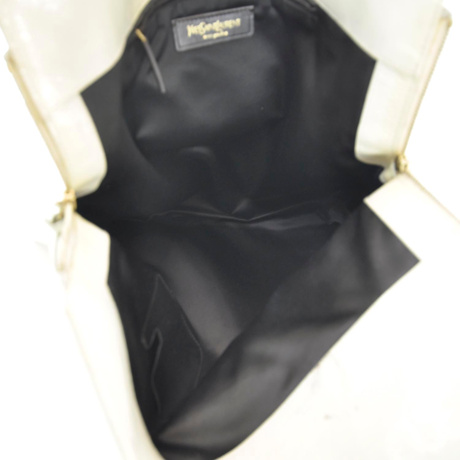 Saint Laurent Patent Tribute Tote Ivory 12 of 14
