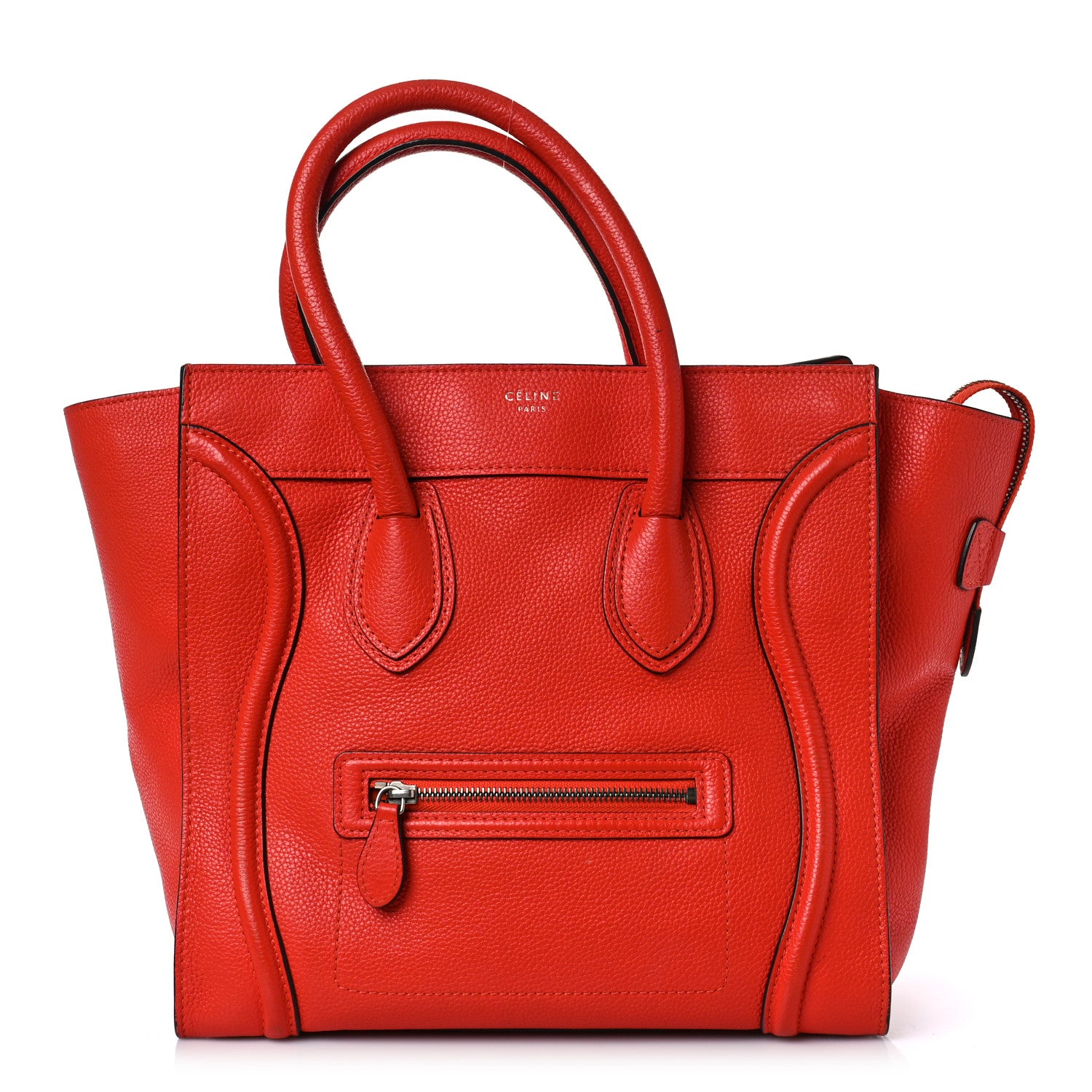 Celine Drummed Calfskin Mini Luggage Vermillion 1 of 10