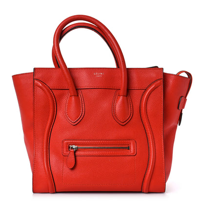 Celine Drummed Calfskin Mini Luggage Vermillion 1 of 10