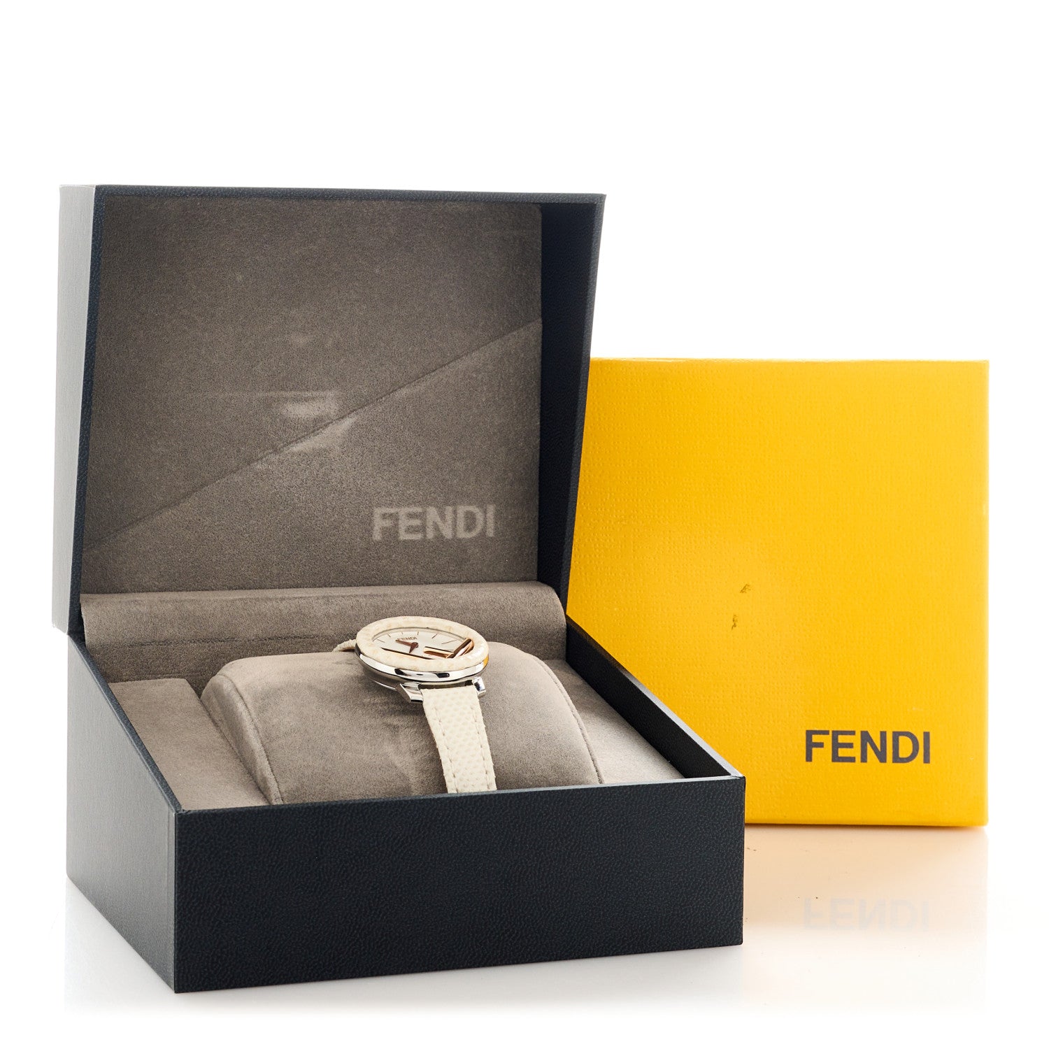 Fendi Stainless Steel Calfskin 28mm Run Away Quartz Watch Ivory 5 of 5