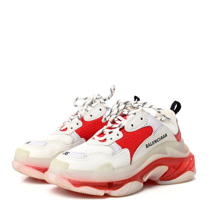 Balenciaga Fabric Mesh Clear Sole Womens Triple S Sneakers 36 White Red 3 of 8
