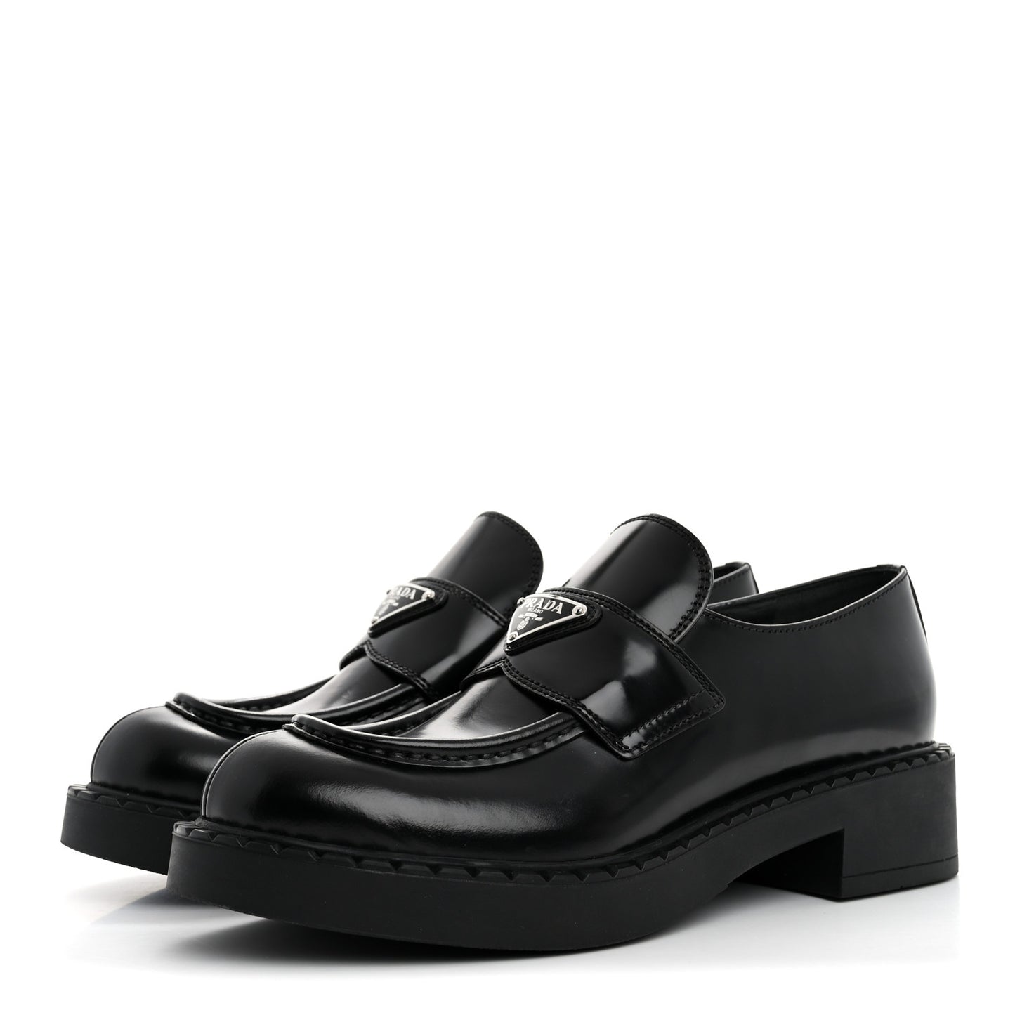 Spazzolato Metal Triangle Logo 50mm Loafers 39 Black