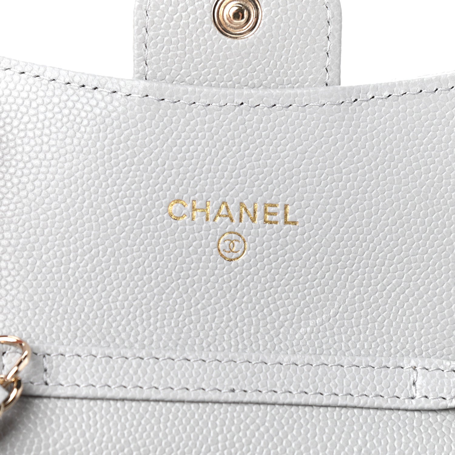 Chanel Caviar Quilted Flap Card Holder On Chain Grey 6 of 10