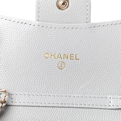 Chanel Caviar Quilted Flap Card Holder On Chain Grey 6 of 10