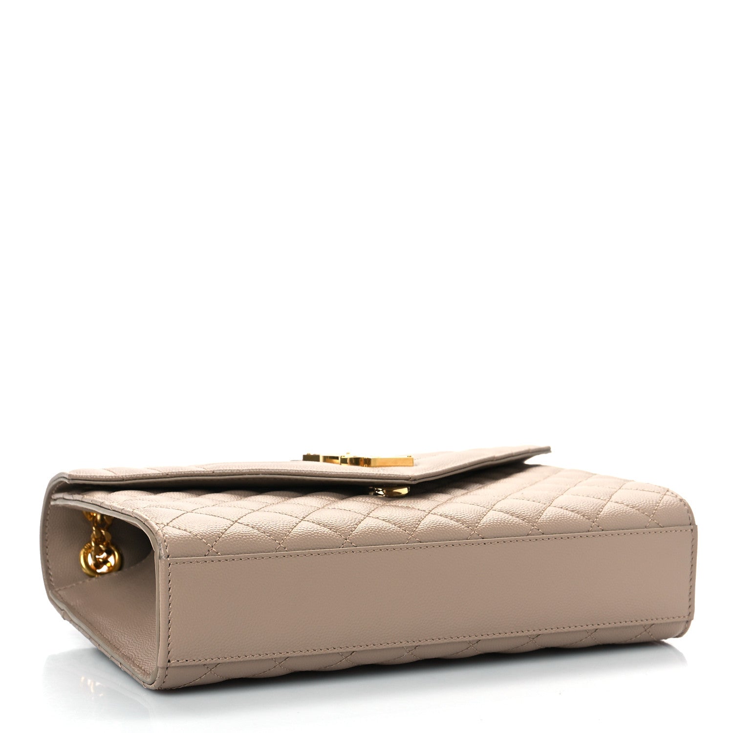 Saint Laurent Grain De Poudre Textured Mixed Matelasse Medium Triquilt Monogram Satchel Dark Beige 4 of 7