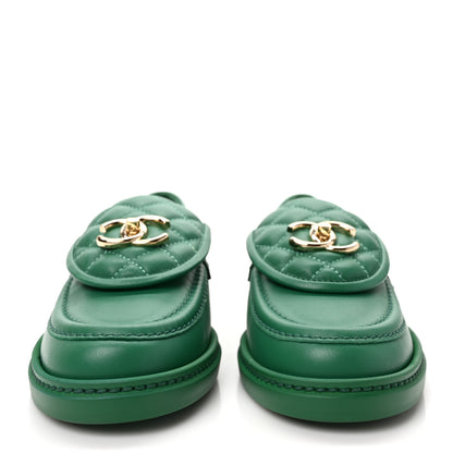 Chanel Lambskin Quilted CC Turnlock Loafers 36.5 Green 2 of 9