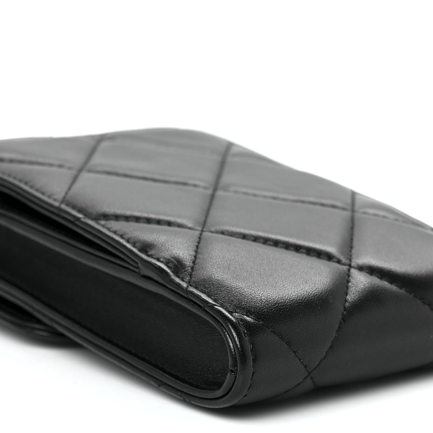 Lambskin Quilted Chanel 19 Phone Holder With Chain Black