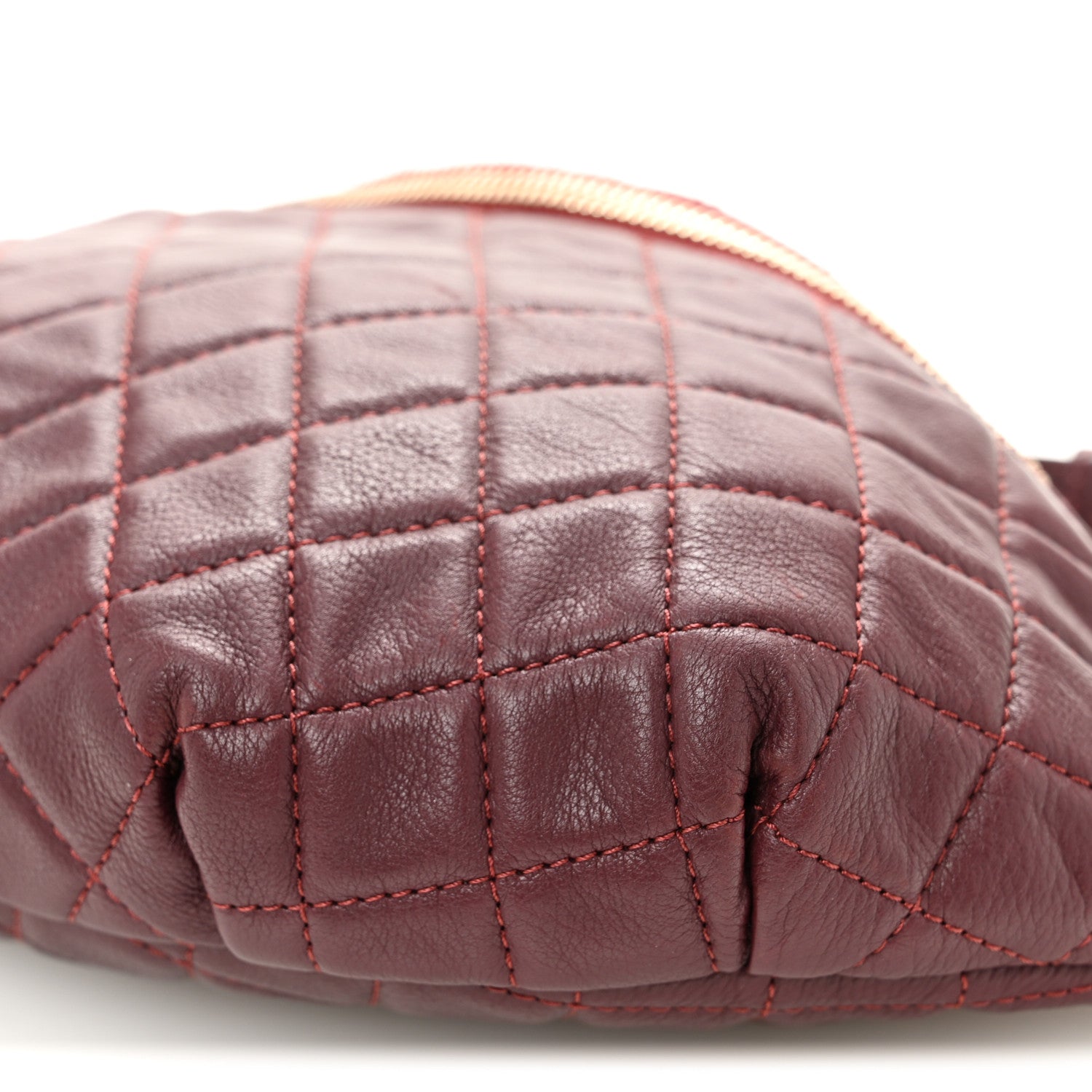 Chanel Calfskin Quilted Banane Waist Bag Fanny Pack Burgundy 10 of 10