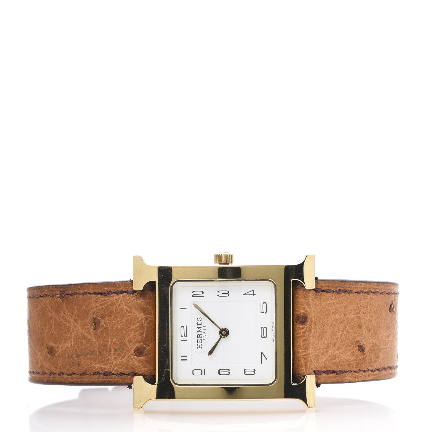 Stainless Steel Ostrich 26mm Heure H Hour Quartz Watch Brown