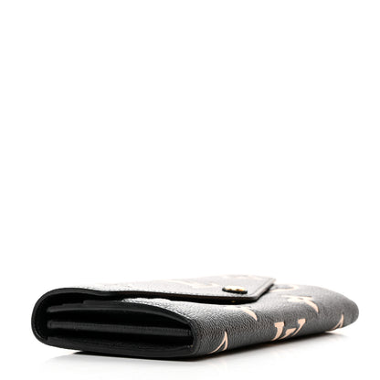 Louis Vuitton Monogram Empreinte Giant Sarah Wallet Black Beige 4 of 7