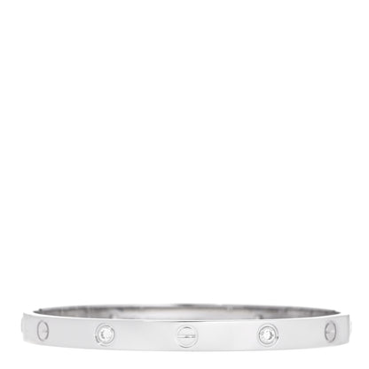 Cartier 18K White Gold 4 Diamond LOVE Bracelet 19 2 of 4