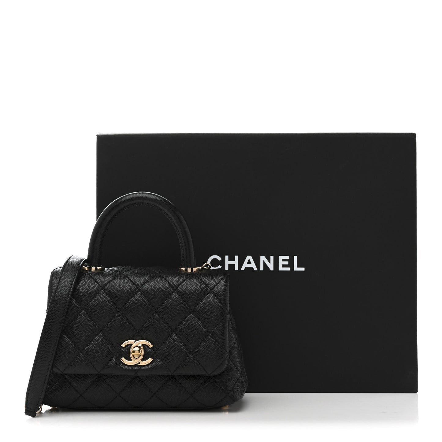 Caviar Quilted Extra Mini Coco Handle Flap Black