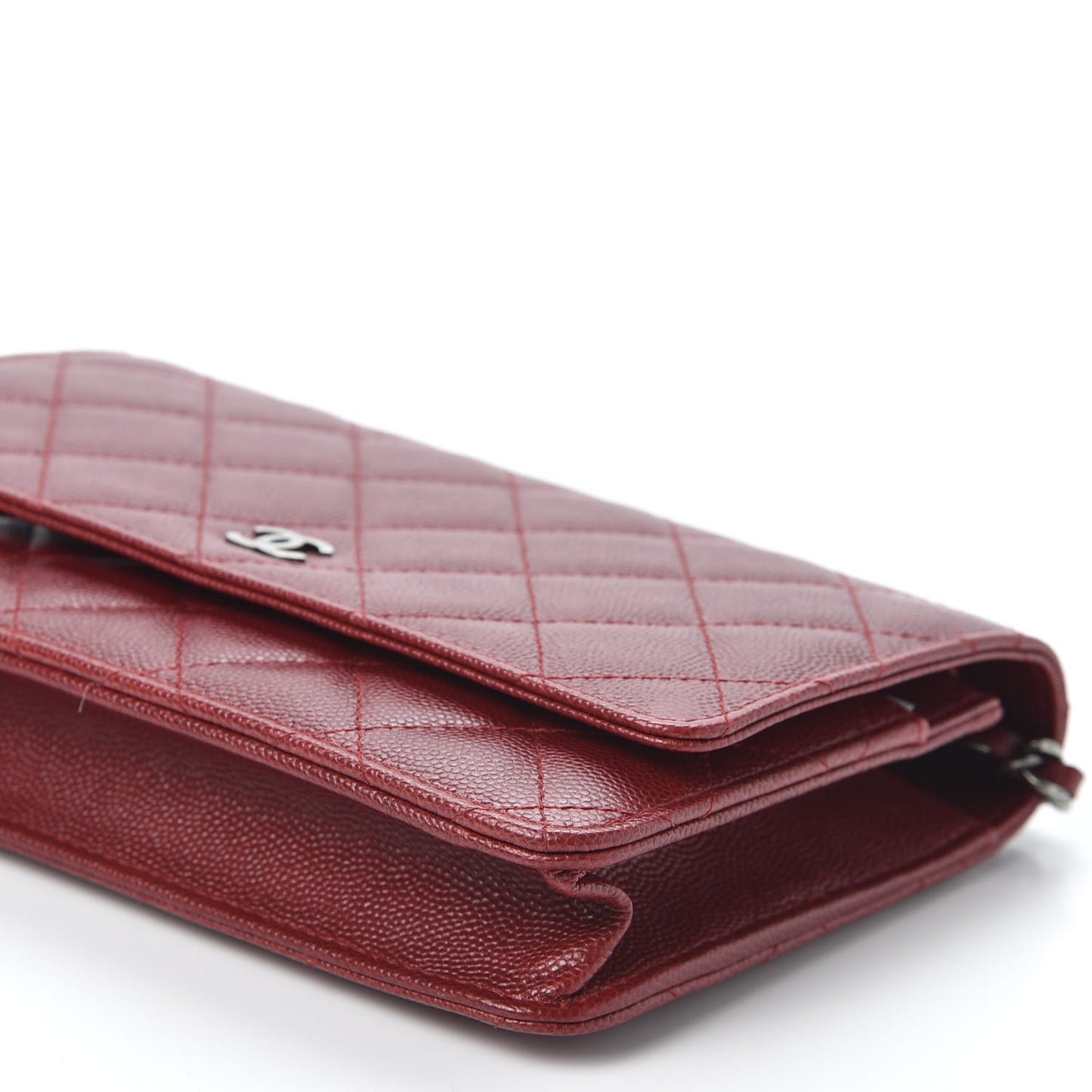 Caviar Quilted Wallet on Chain WOC Red