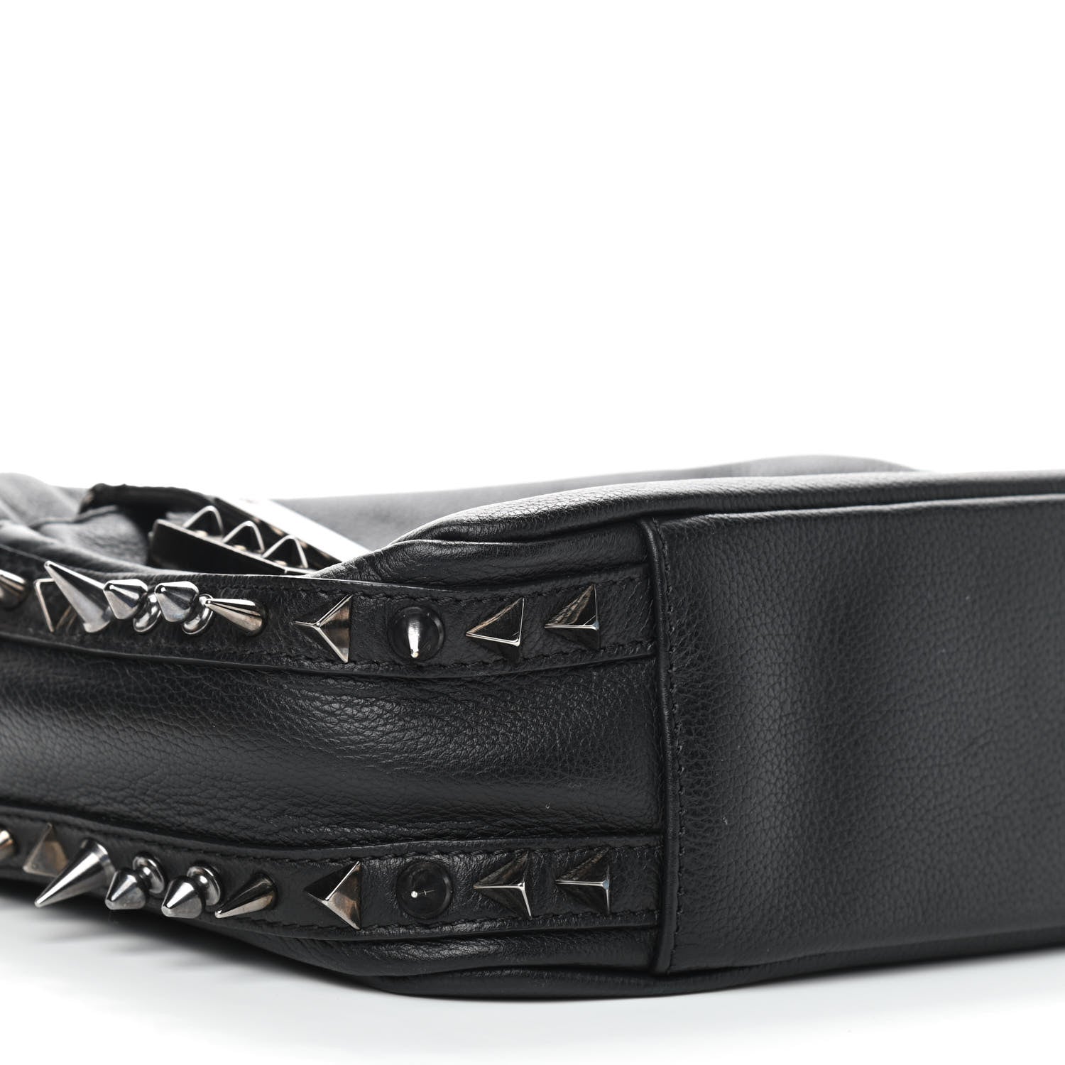 Christian Louboutin Calfskin Spikes Shoulder Bag Black 6 of 9
