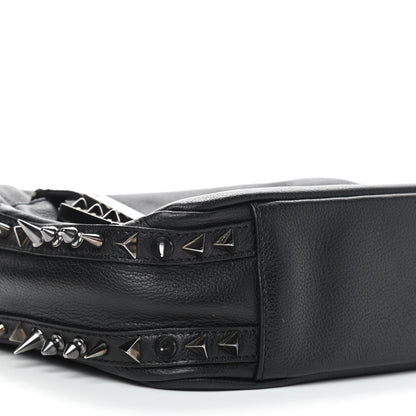 Christian Louboutin Calfskin Spikes Shoulder Bag Black 6 of 9