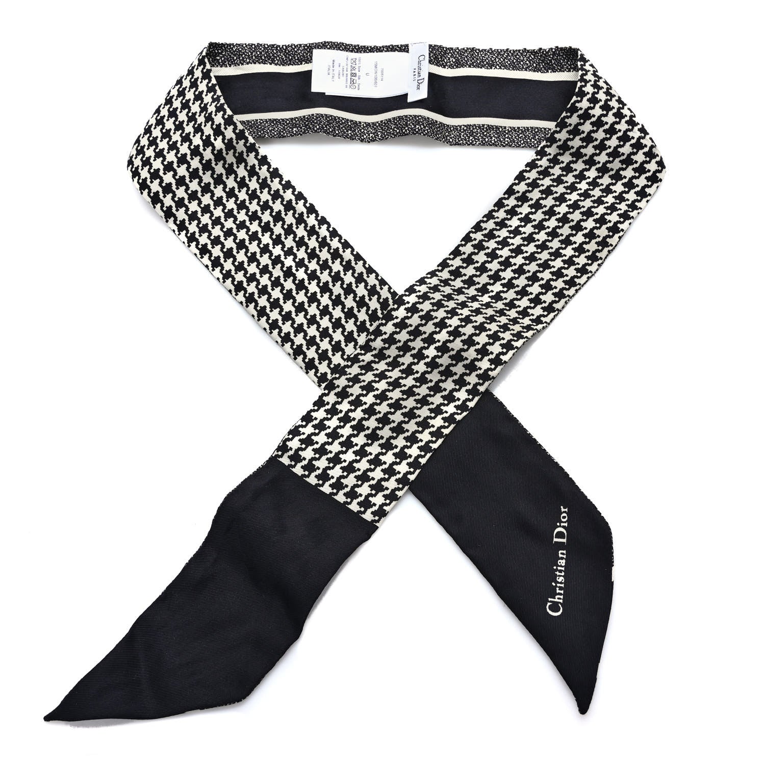 Christian Dior Silk 30 Montaigne Mitzah Scarf Black White 1 of 3