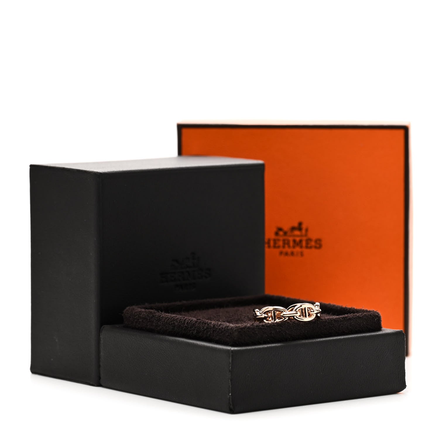 Hermes 18K Rose Gold PM Chaine d'Ancre Enchainee Ring 55 7.25 7 of 7