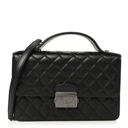 Chanel Goatskin Quilted Small CC University Top Handle Flap Black 1 of 10