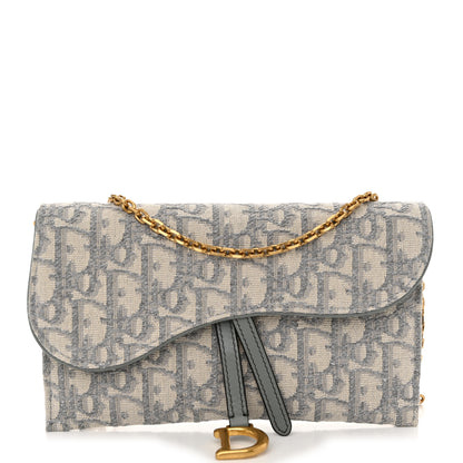 Christian Dior Oblique Saddle Chain Long Wallet Grey 1 of 12