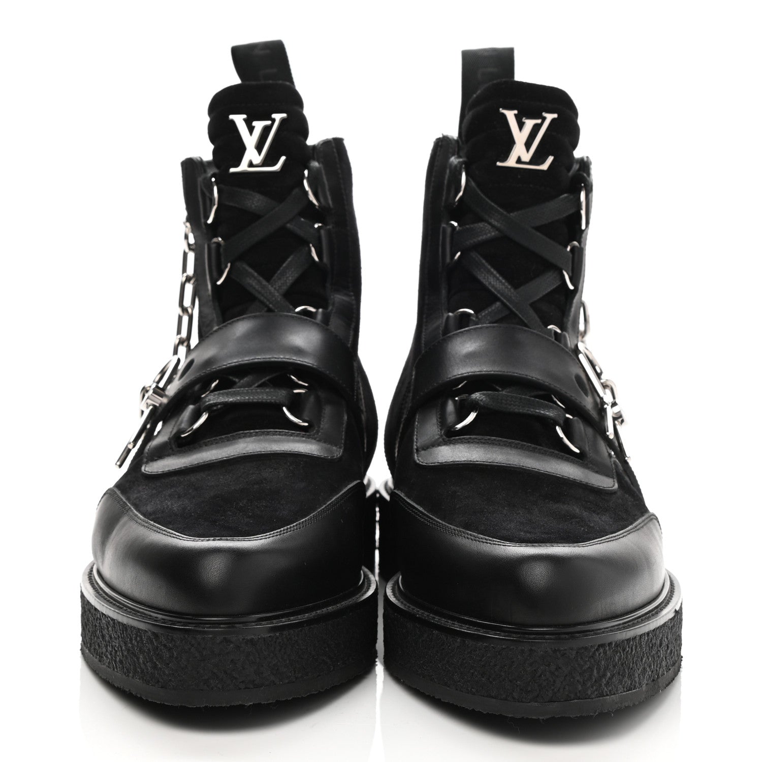Louis Vuitton Suede Calfskin Mens Creeper Ankle Boots 9 Black 2 of 8