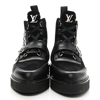 Louis Vuitton Suede Calfskin Mens Creeper Ankle Boots 9 Black 2 of 8