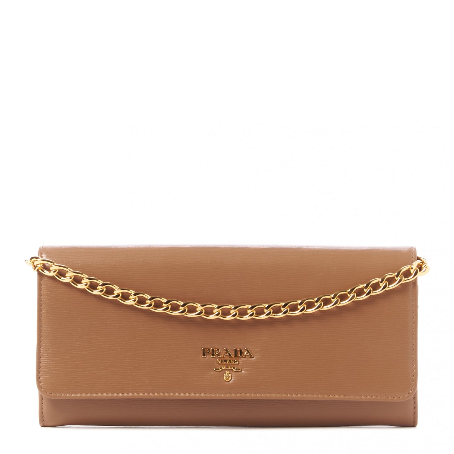 Vitello Move Metal Oro Chain Wallet Naturale