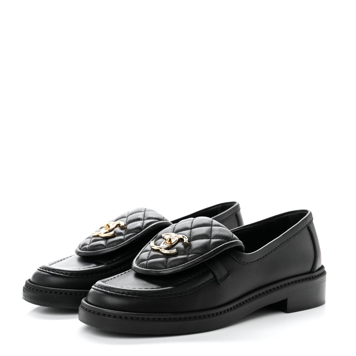 Lambskin Quilted CC Turnlock Loafers 36 Black