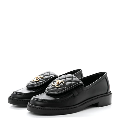 Chanel Lambskin Quilted CC Turnlock Loafers 36 Black 3 of 8