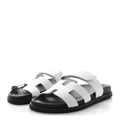 Hermes Calfskin Womens Chypre Sandals 37.5 White 3 of 10