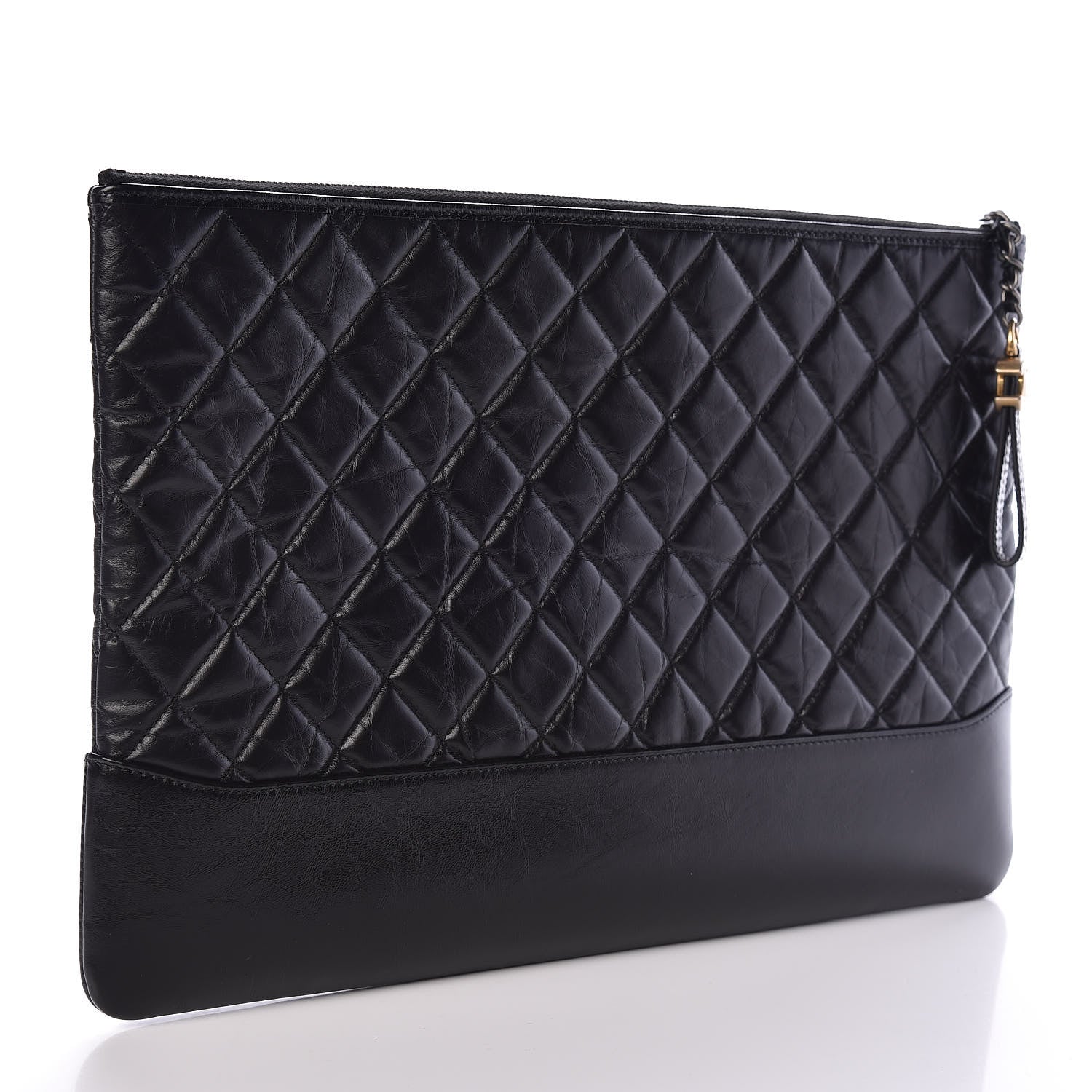 Chanel Aged Calfskin Quilted Large Gabrielle Cosmetic Case Black 3 of 8