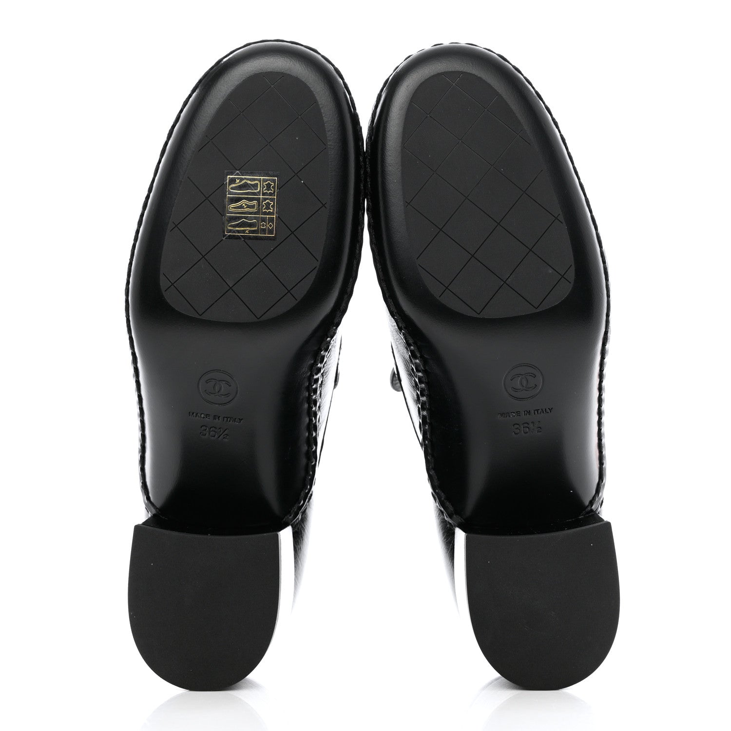 Chanel Shiny Calfskin Metal CC Loafers 36.5 Black 5 of 9