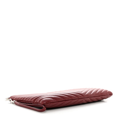 Saint Laurent Calfskin Matelasse Chevron Monogram Document Holder Rouge Legion 4 of 9