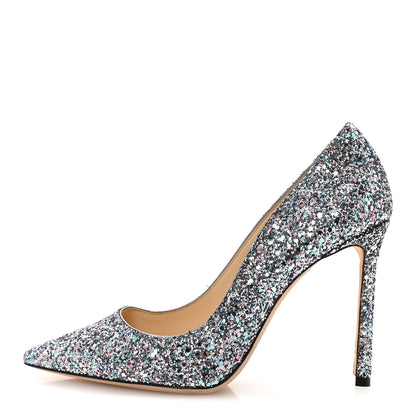 Jimmy Choo Coarse Glitter Romy 100 Pumps 38 Bubblegum 1 of 9