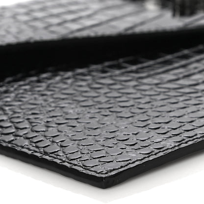 Saint Laurent Calfskin Crocodile Embossed Uptown Monogram Clutch Black 9 of 11