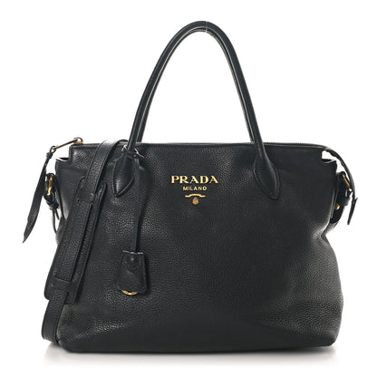 Prada Vitello Daino Tote Black 1 of 10