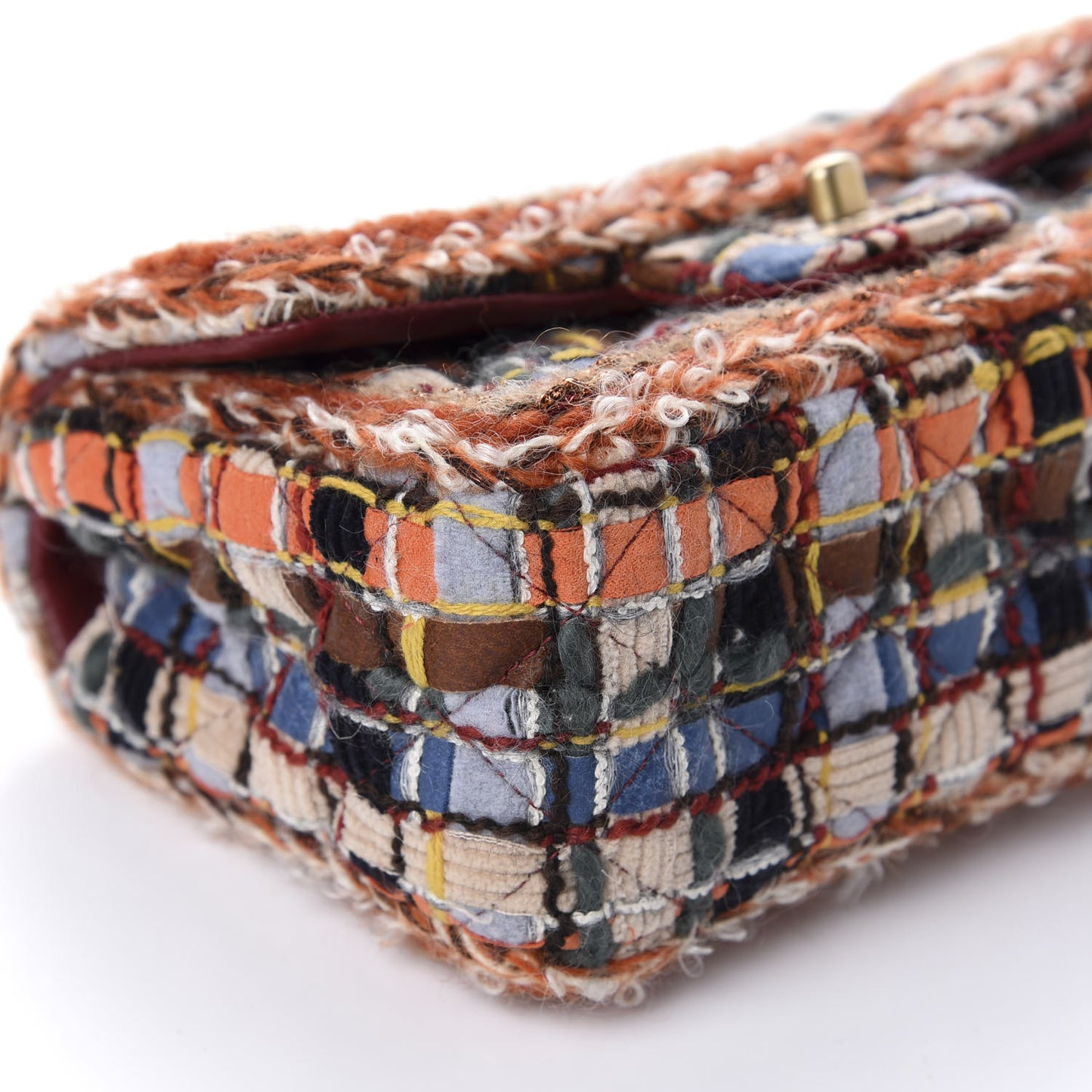Tweed Quilted Mini Rectangular Flap Blue Orange Navy Beige
