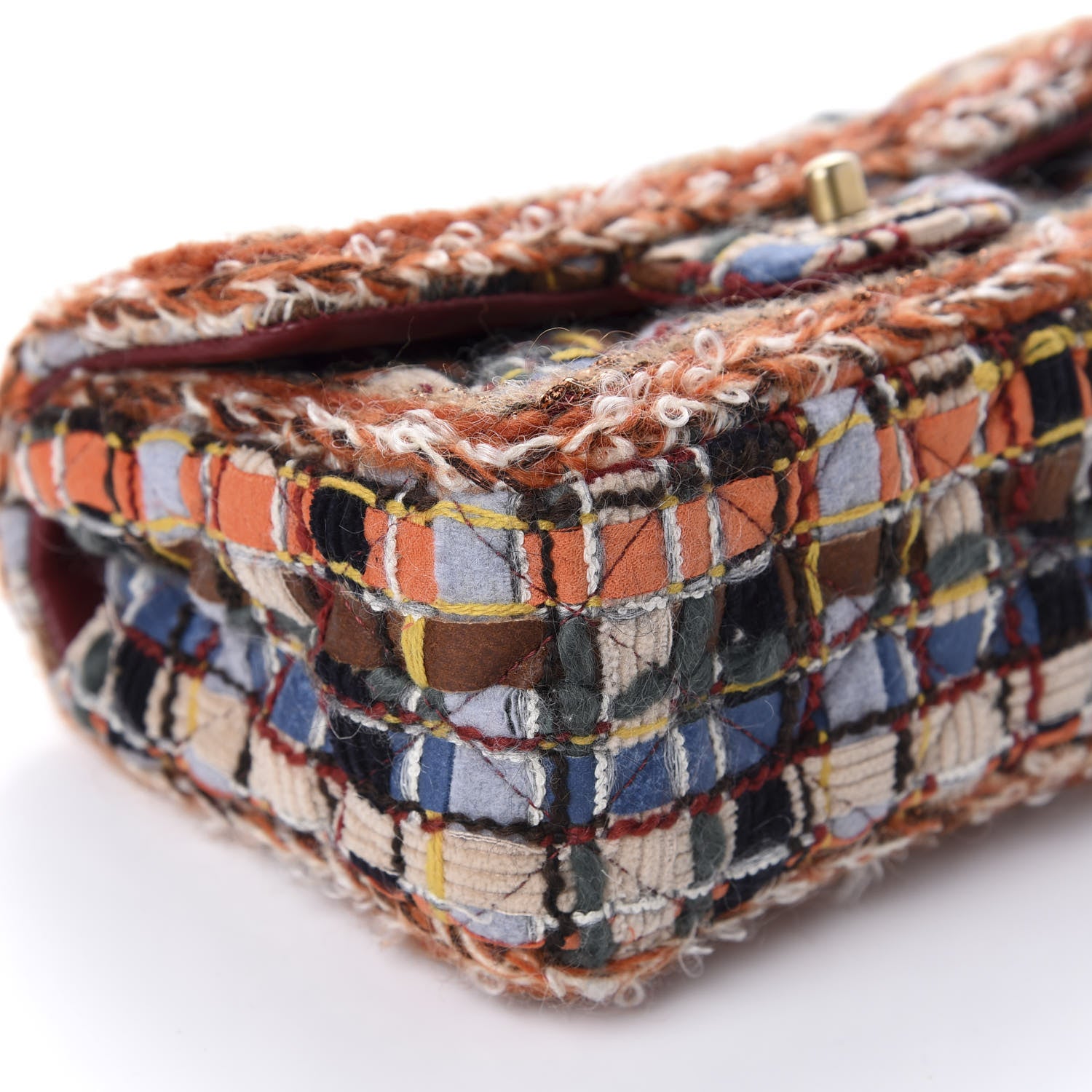 Chanel Tweed Quilted Mini Rectangular Flap Blue Orange Navy Beige 6 of 11