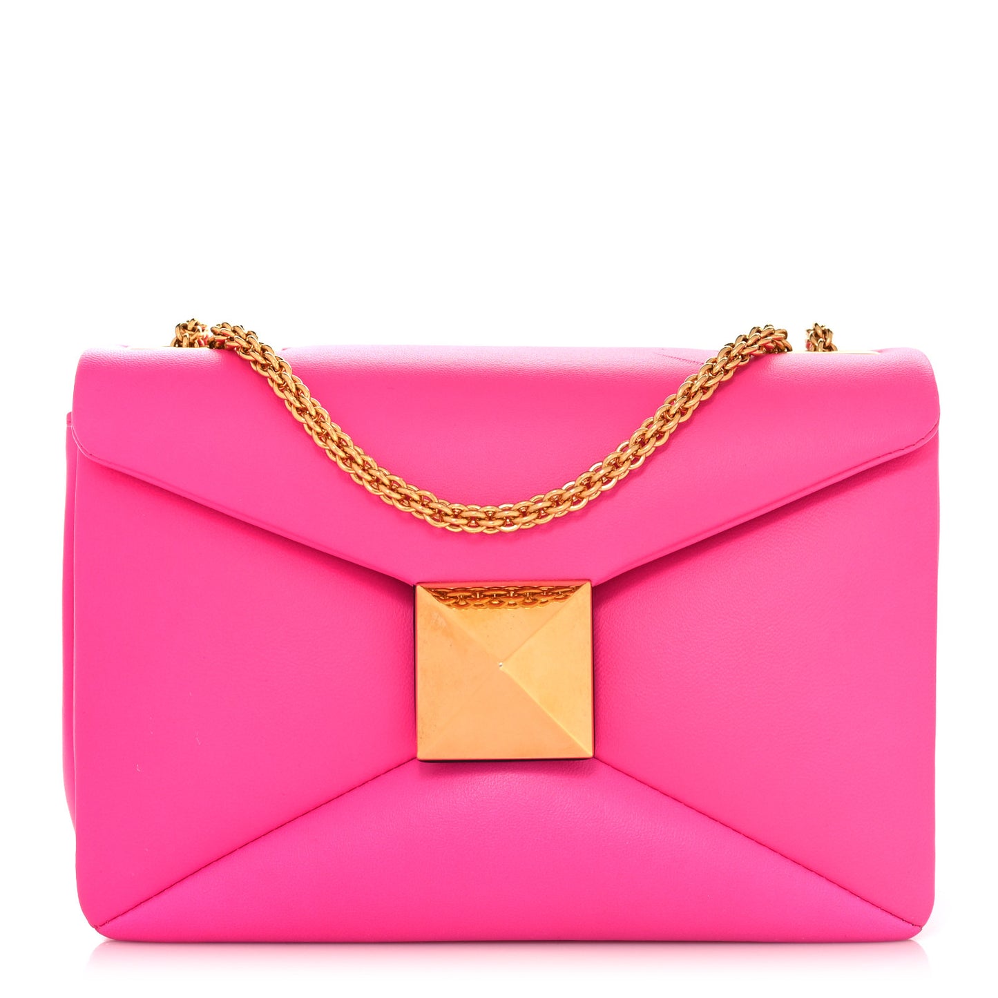 Nappa One Stud Chain Clutch Pink PP