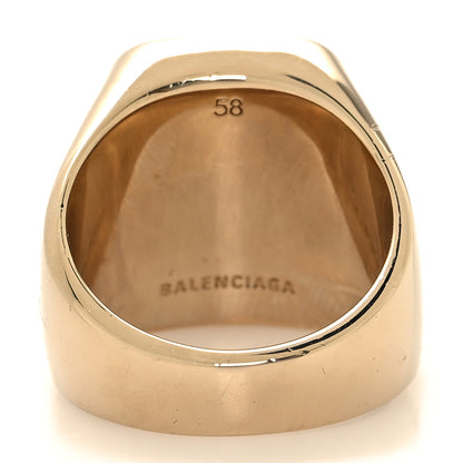 Balenciaga Logo Signet Ring Gold Blue 3 of 6