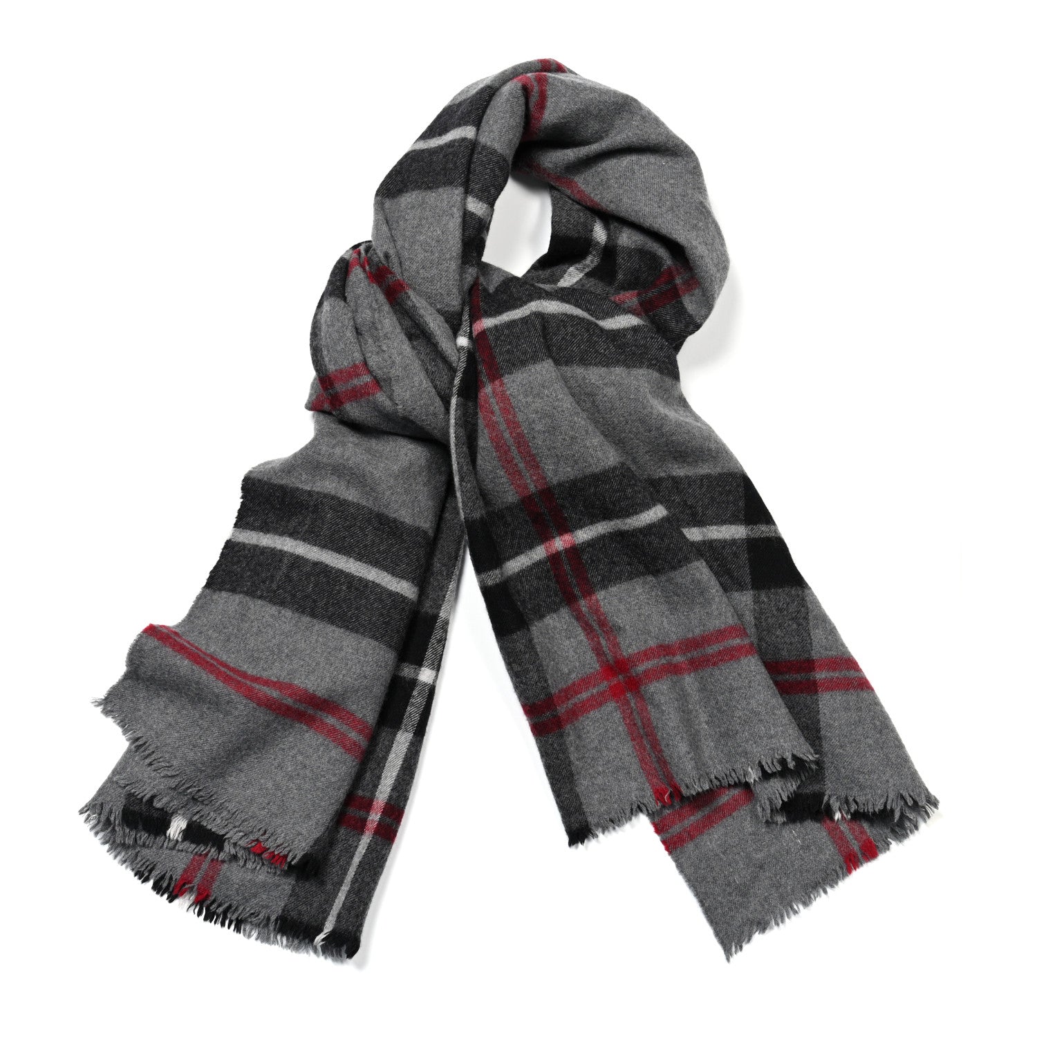 Burberry Lambswool House Check Fringe Scarf Grey 1 of 3