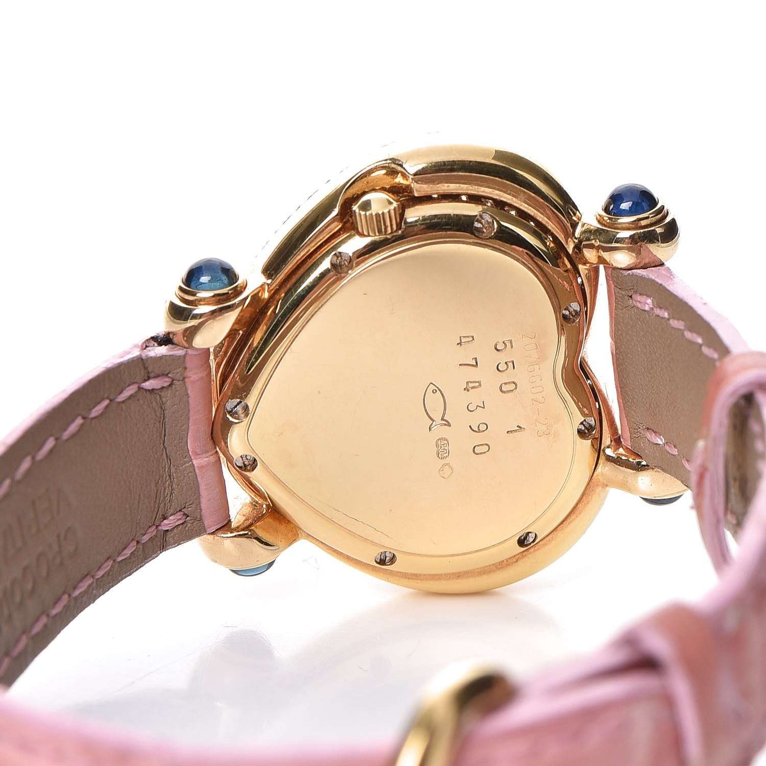 Chopard 18K Yellow Gold Alligator Diamond Pave Bezel 32mm Heart Happy Diamonds Automatic Watch 5 of 6