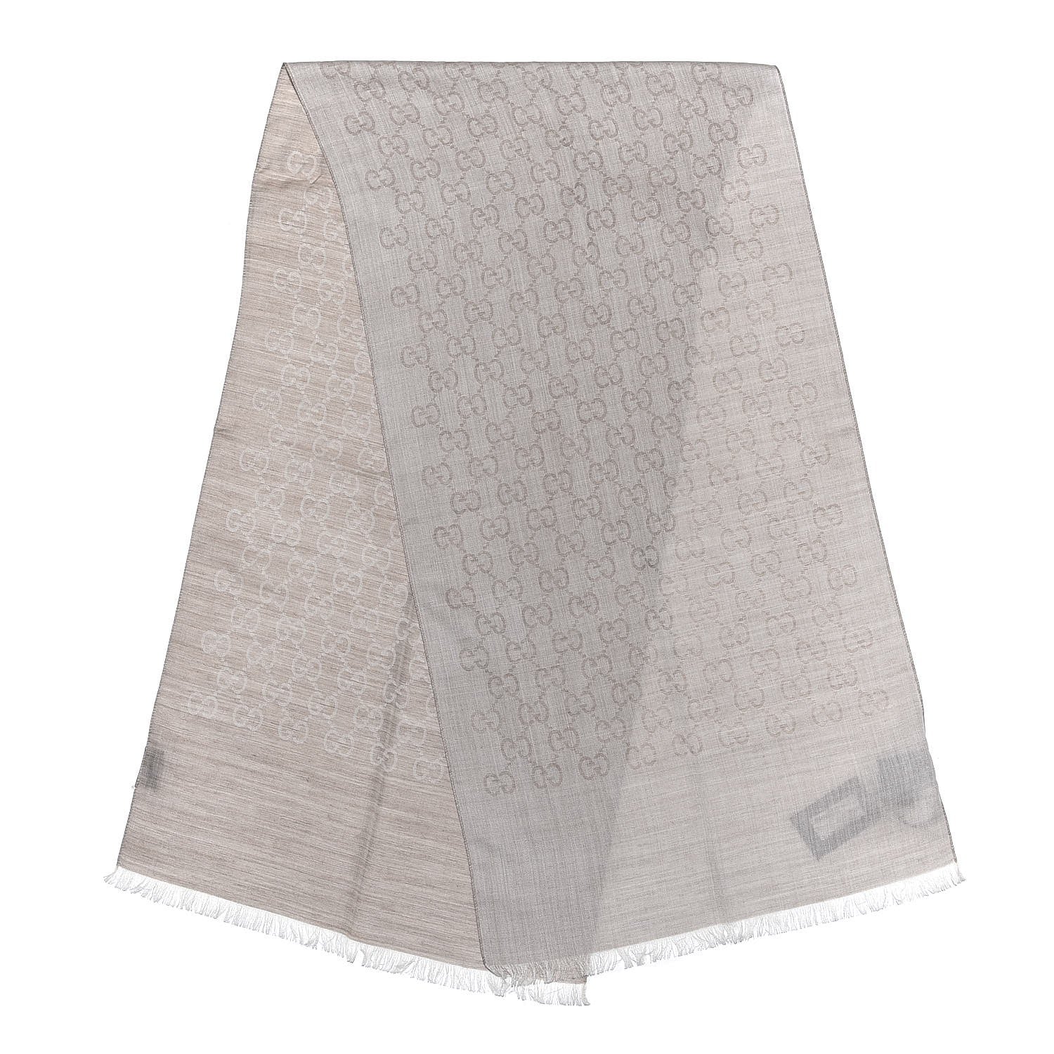 Gucci Wool Silk GG Monogram GGNat Scarf Sand 3 of 5