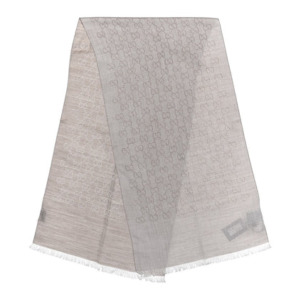 Gucci Wool Silk GG Monogram GGNat Scarf Sand 3 of 5