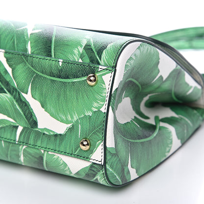Dolce & Gabbana Dauphine Banana Leaf Print Medium Miss Sicily Satchel Green White 10 of 10