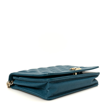 Chanel Caviar Quilted Boy Wallet On Chain WOC Blue 4 of 11