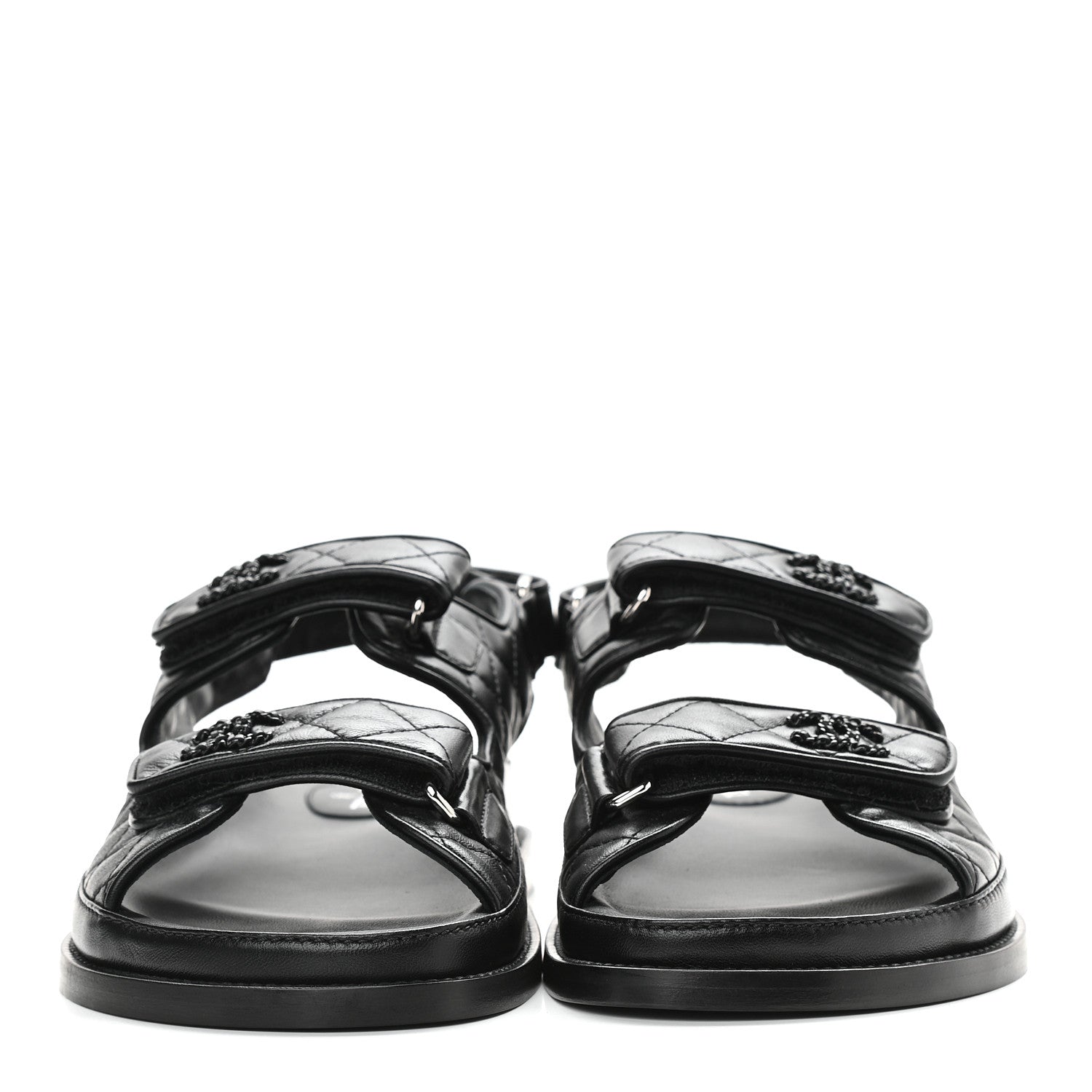 Chanel Lambskin Quilted Velcro Dad Sandals 40 So Black 2 of 8