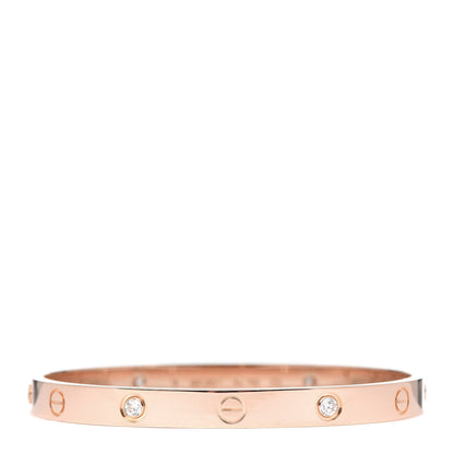 Cartier 18K Pink Gold 4 Diamond LOVE Bracelet 18 1 of 8
