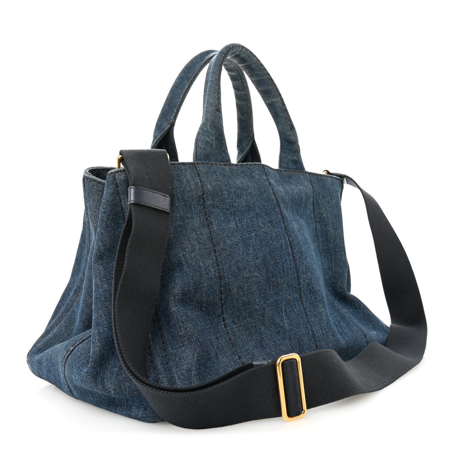 Prada Denim Logo Tote Bleu 3 of 12