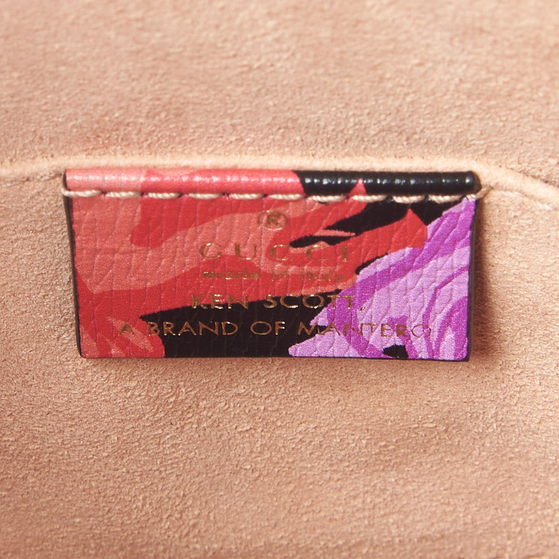 X KEN SCOTT New Shangai Calfskin Jenny Floral Print Mini Horsebit 1955 Top Handle Bag Black Pink
